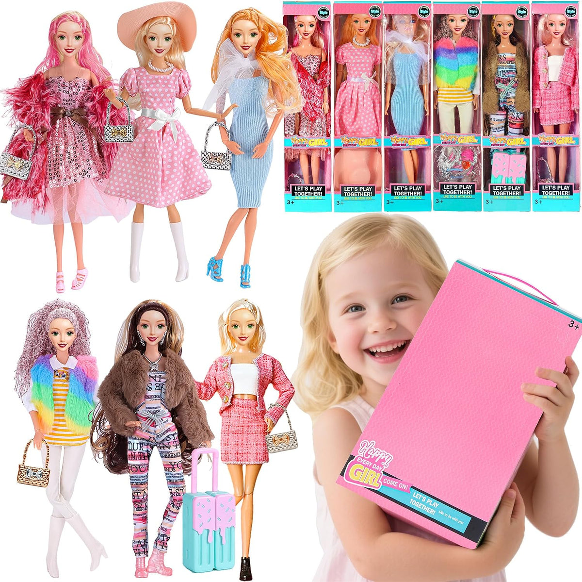 iBayda - Juego de 6 muñecas American Toy Prinecess de 11,5 pulgadas...