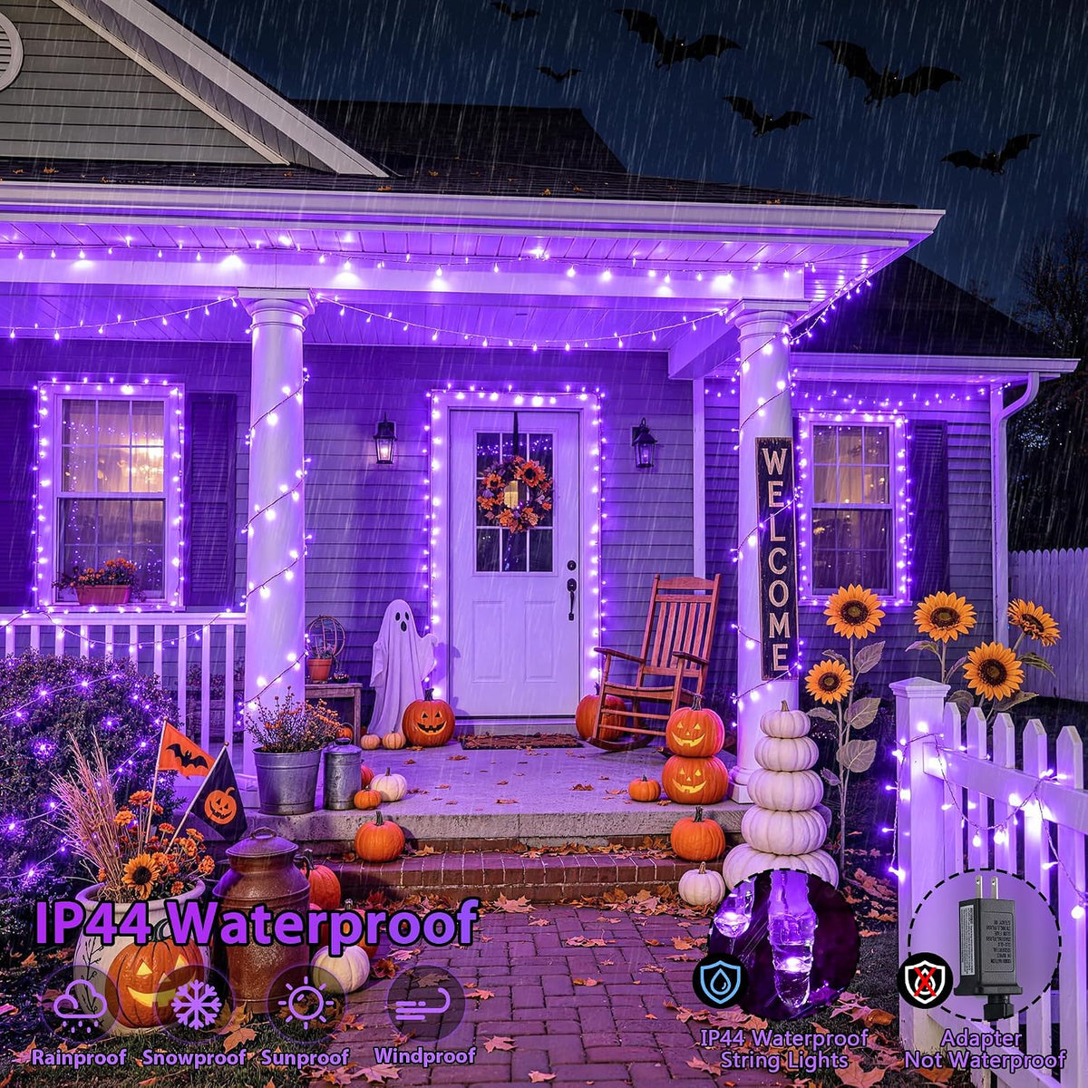 JMEXSUSS 200 luces LED de Halloween para interiores y exteriores, g...