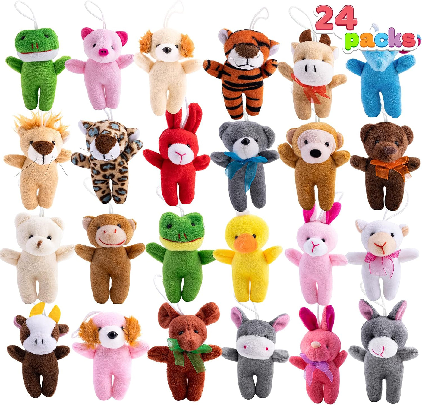 JOYIN 24 juguetes de peluche de animales pequeños (24 unidades de 3...