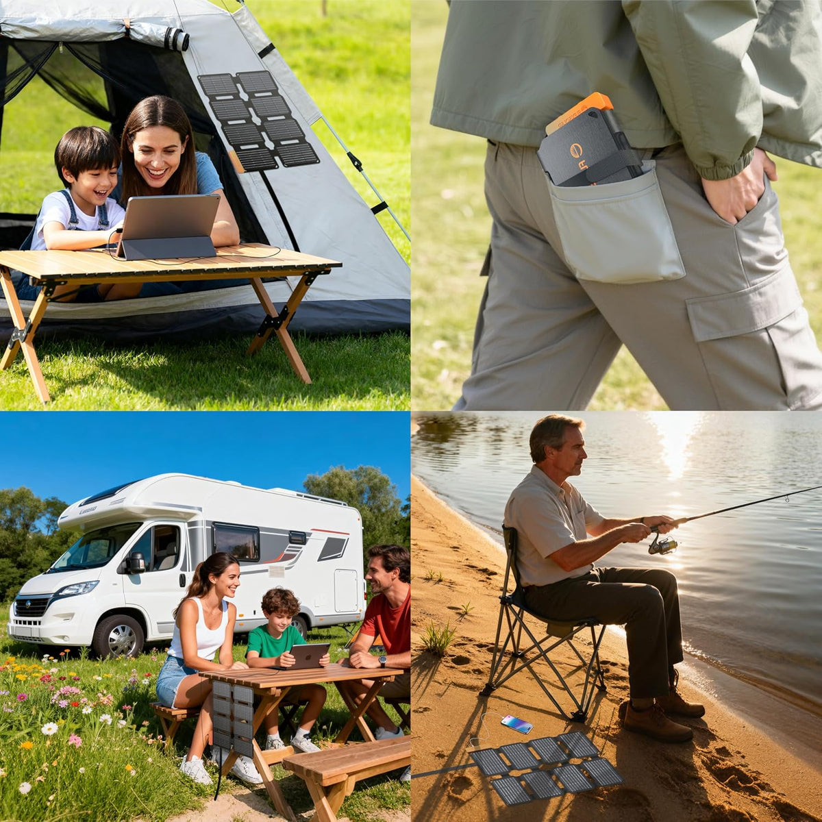 Cargador de panel solar portátil FlexSolar de 25 W con puertos USB-...