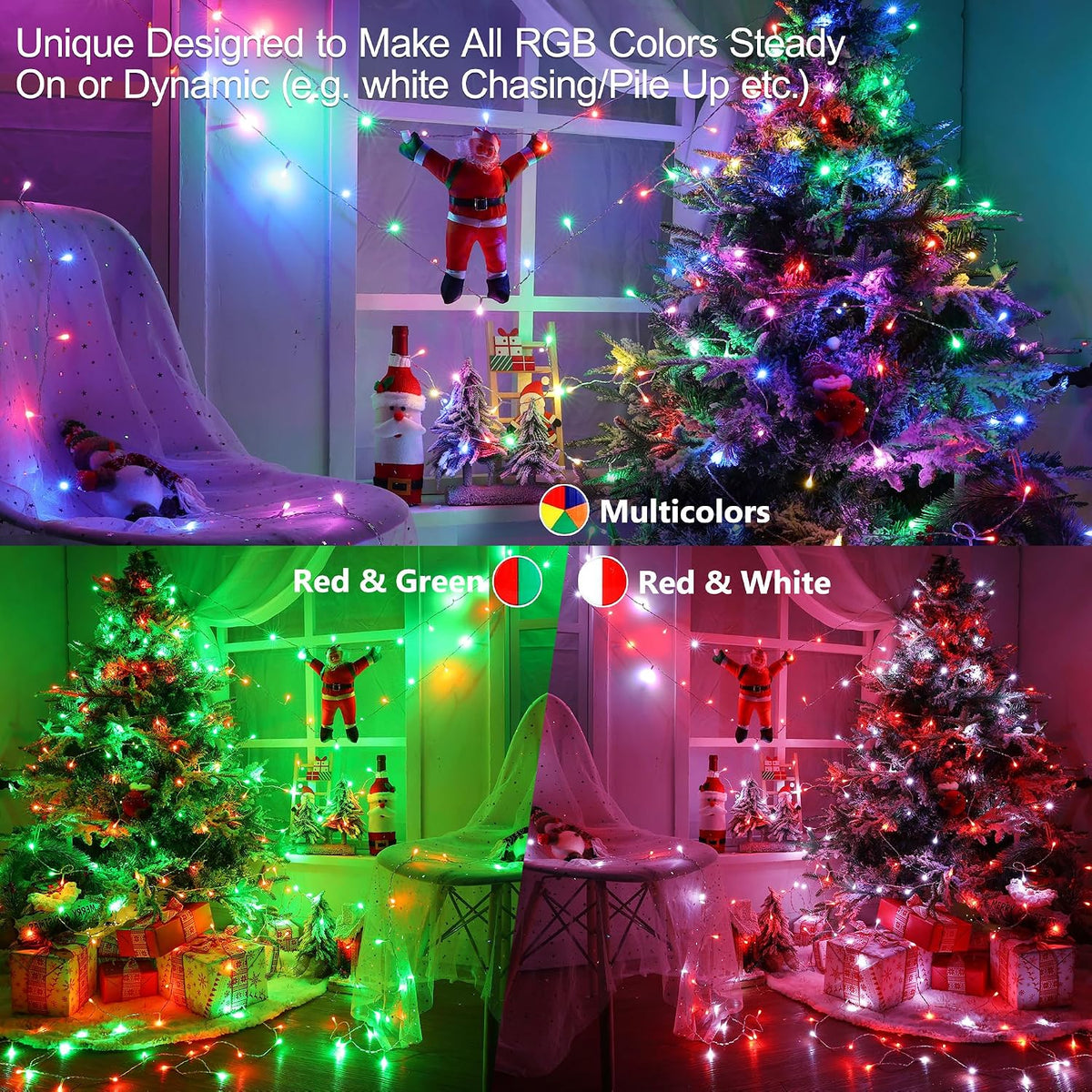 Luces navideñas RGB Brizled, luces de Halloween anaranjadas y morad...
