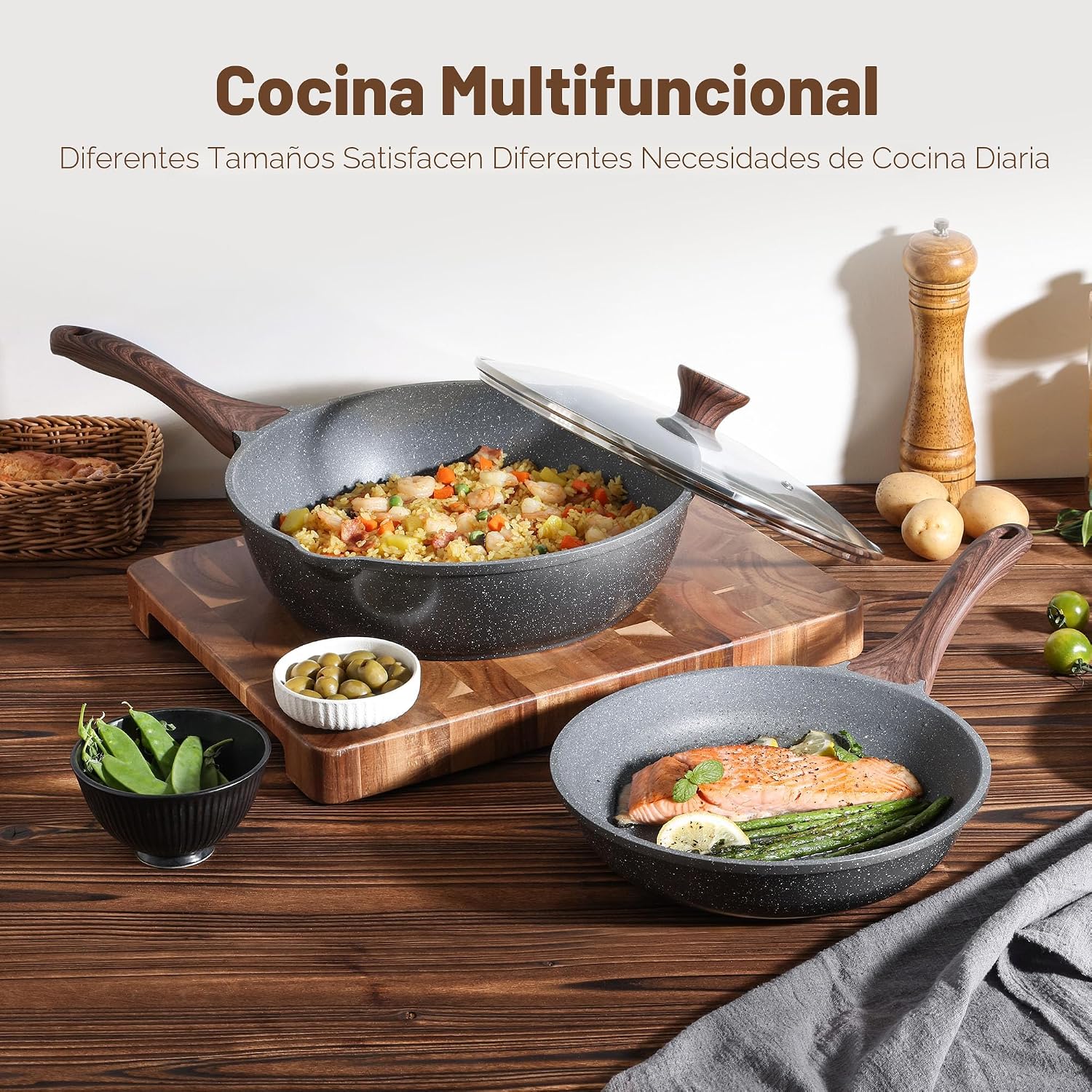 SENSARTE Juego de utensilios de cocina antiadherentes de 16 piezas,...
