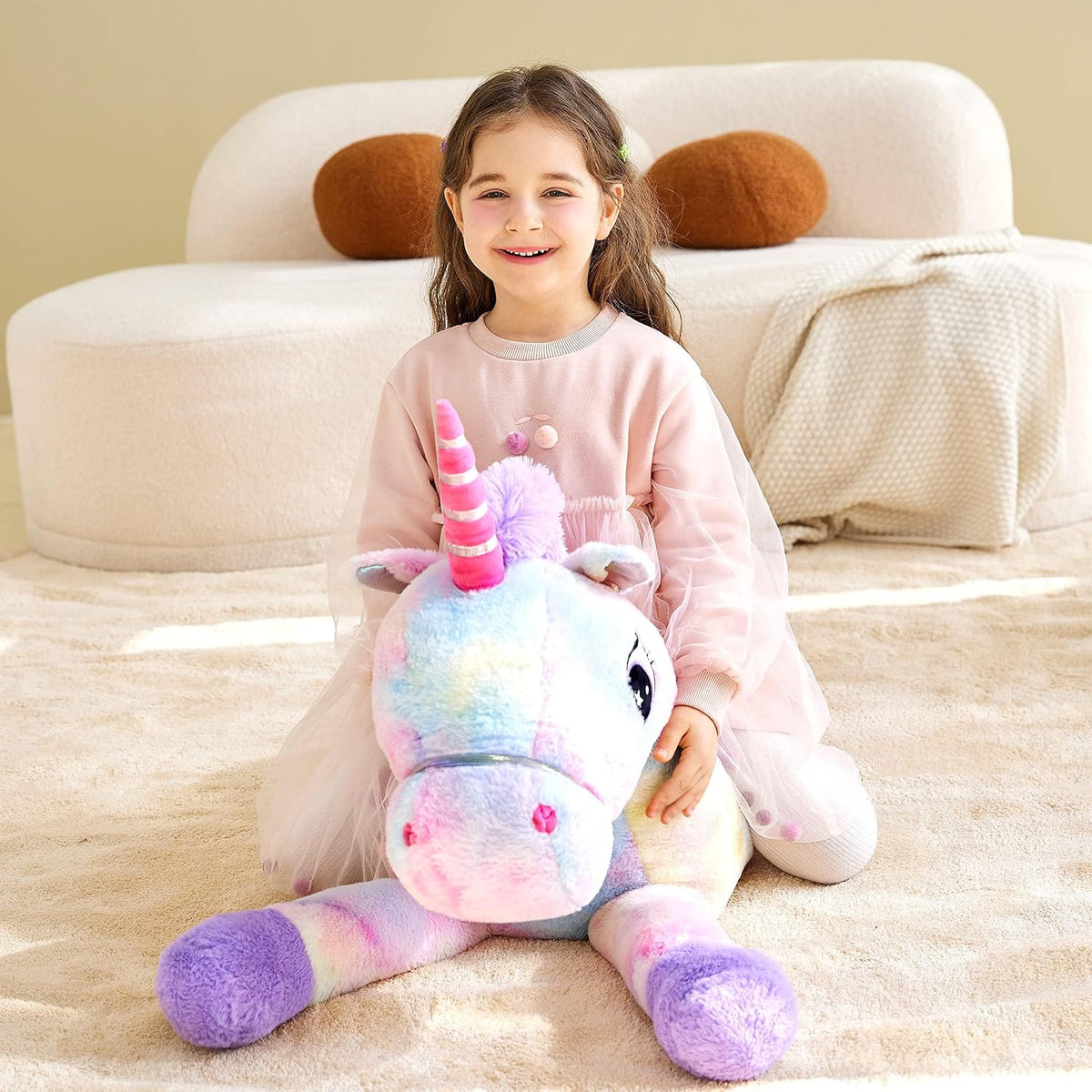 IKASA Peluche de unicornio gigante de 43 pulgadas, súper suave, sin...