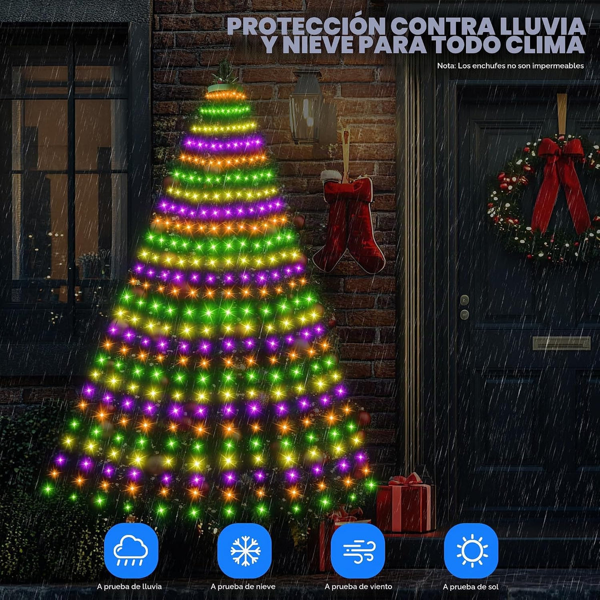Anillo de 30 modos de luces para árbol de Navidad para interiores y...