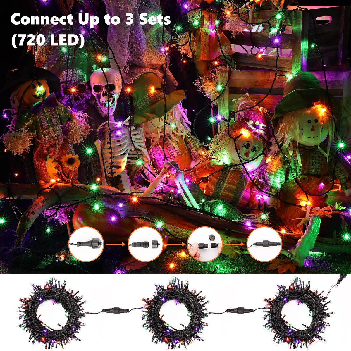 Brizled Mini Luces de Halloween, 78.74 pies 240 Luces de Cadena LED...