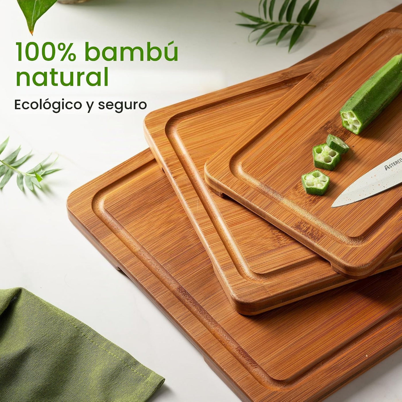 Astercook Tablas de cortar de bambú carbonizado profundo | Tablas d...