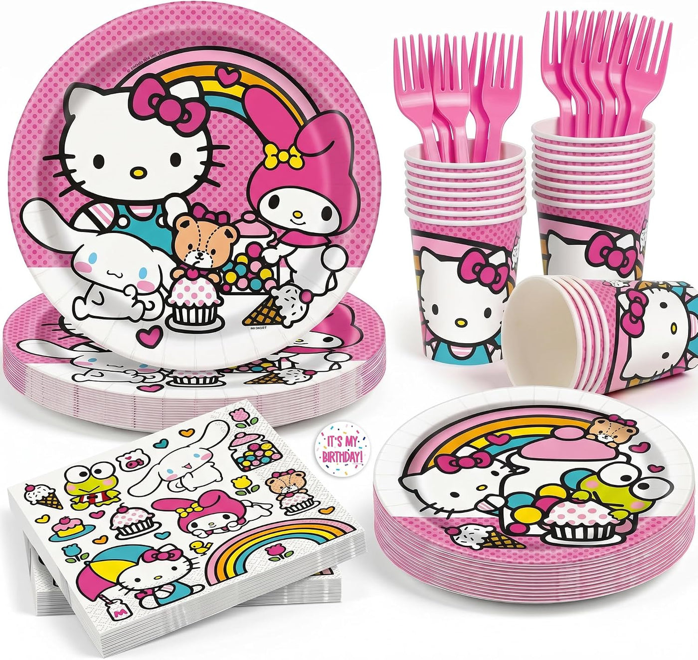 Decoraciones de cumpleaños de Hello Kitty para fiesta, platos y ser...