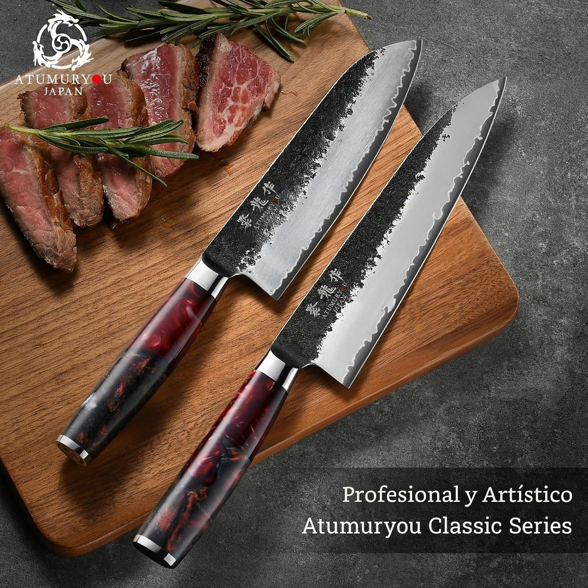 Cuchillo de chef japonés, cuchillo Santoku forjado a mano de 7 pulg...