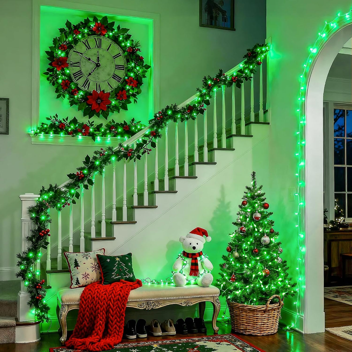 JMEXSUSS 200 luces LED verdes de Halloween para interiores y exteri...
