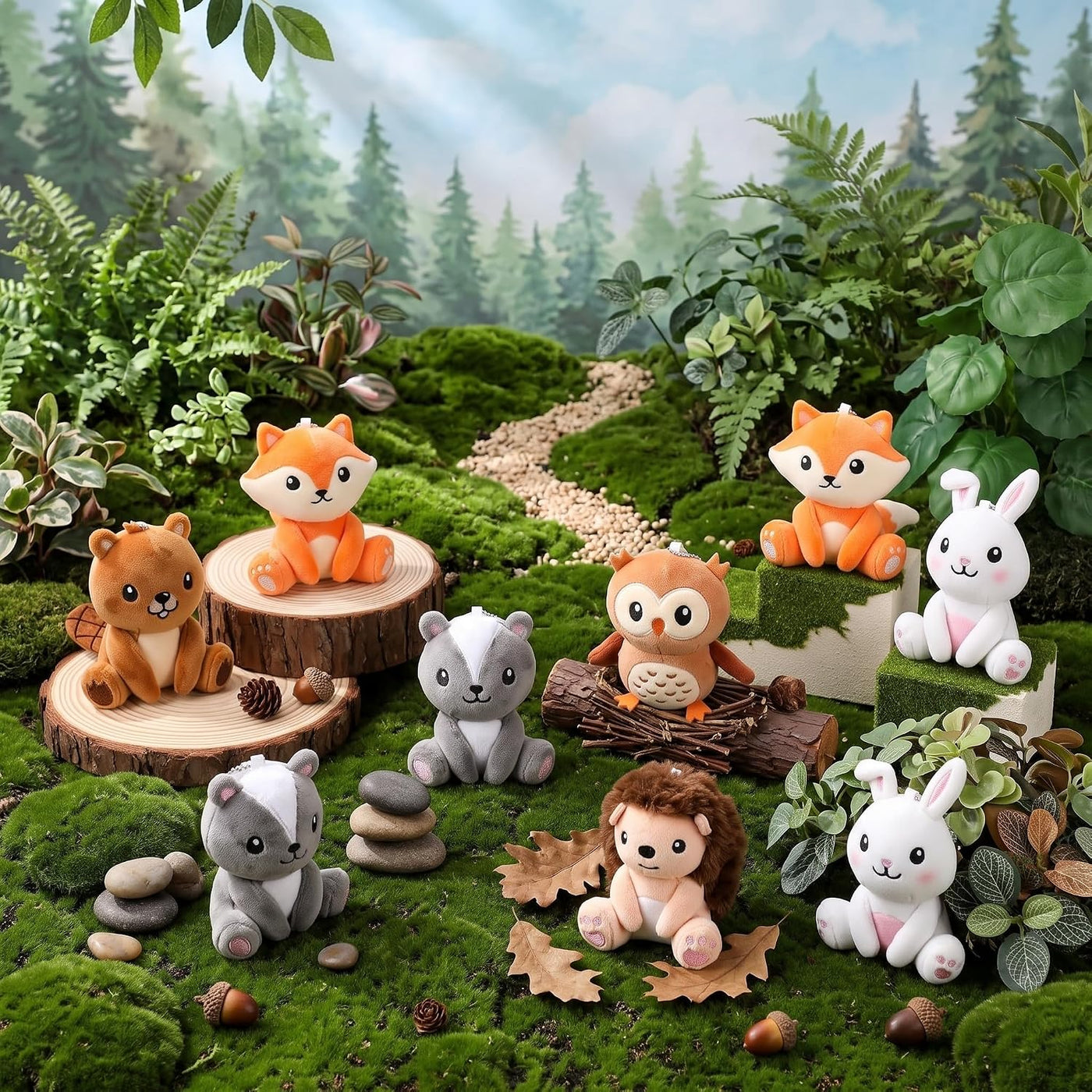 Aoriher 6 piezas de mini animales del bosque, regalo de 4 pulgadas,...