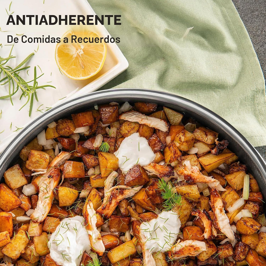 SNOWCLAD Sartenes antiadherentes con tapa, sartén salteadora híbrid...