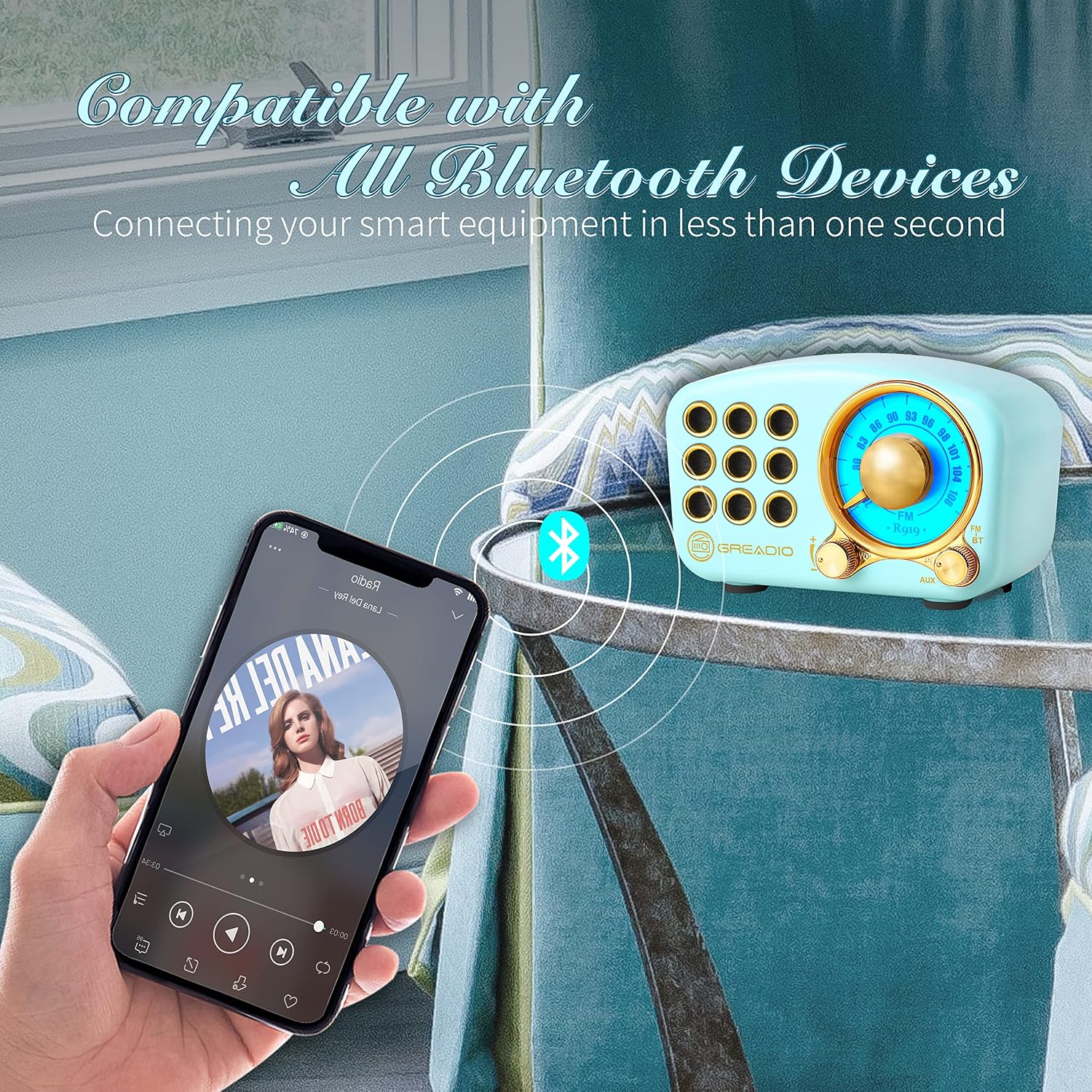 Altavoz Bluetooth retro Greadio, radio vintage