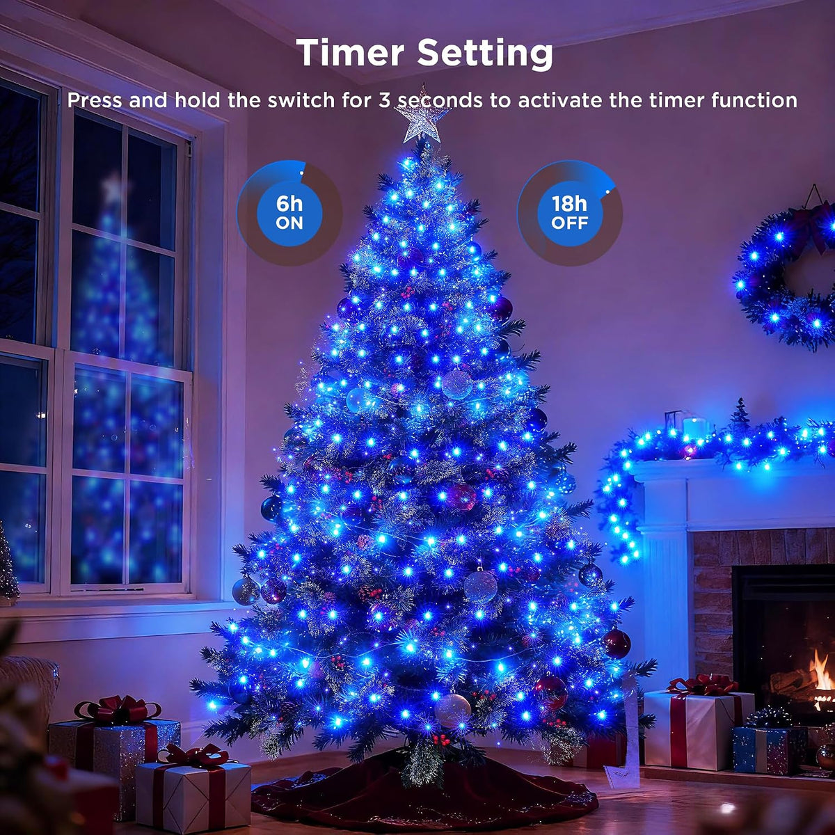 BlcTec Luces de Navidad para interiores y exteriores, 300 luces LED...