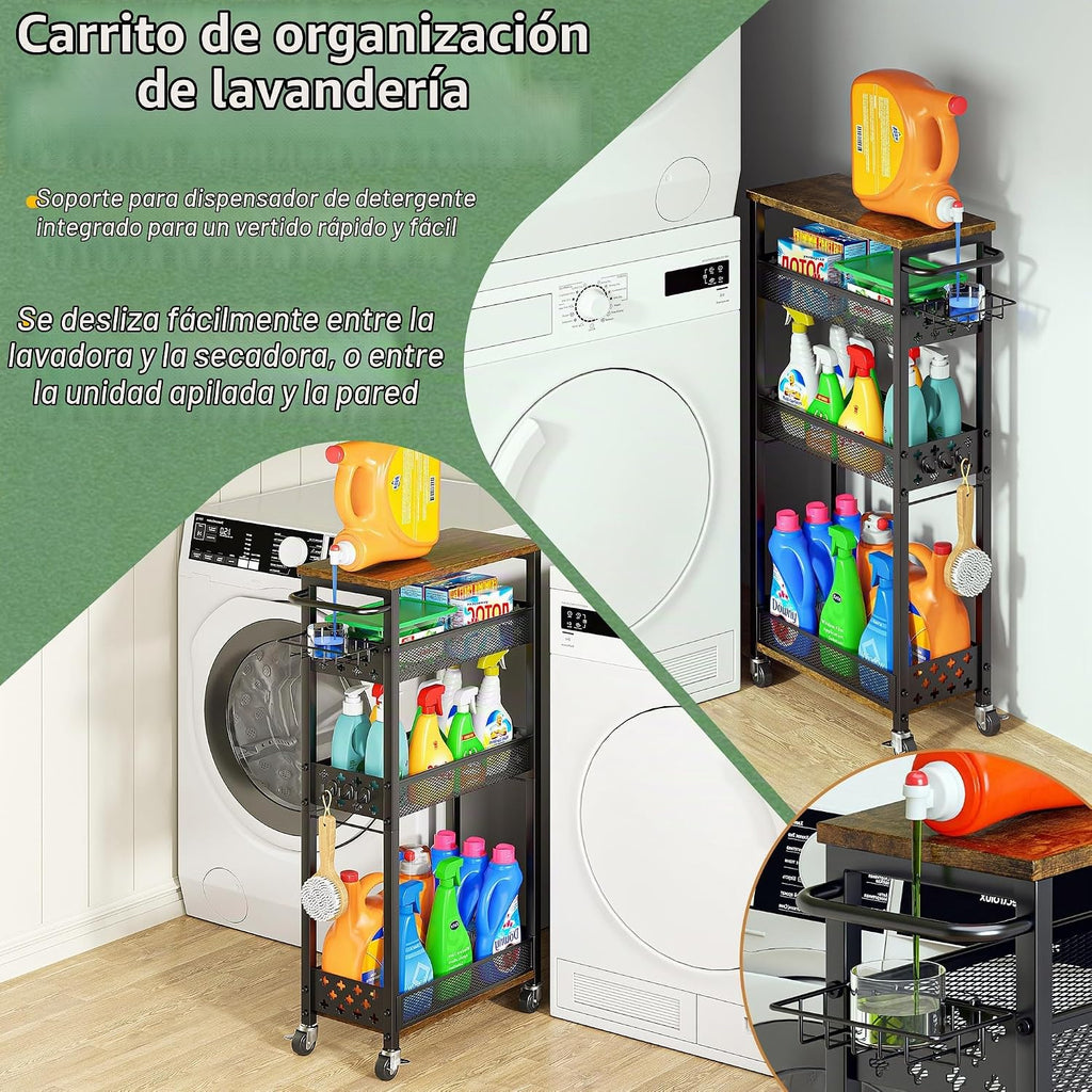 OKZEST - Carrito de organización delgado para lavandería con soport...