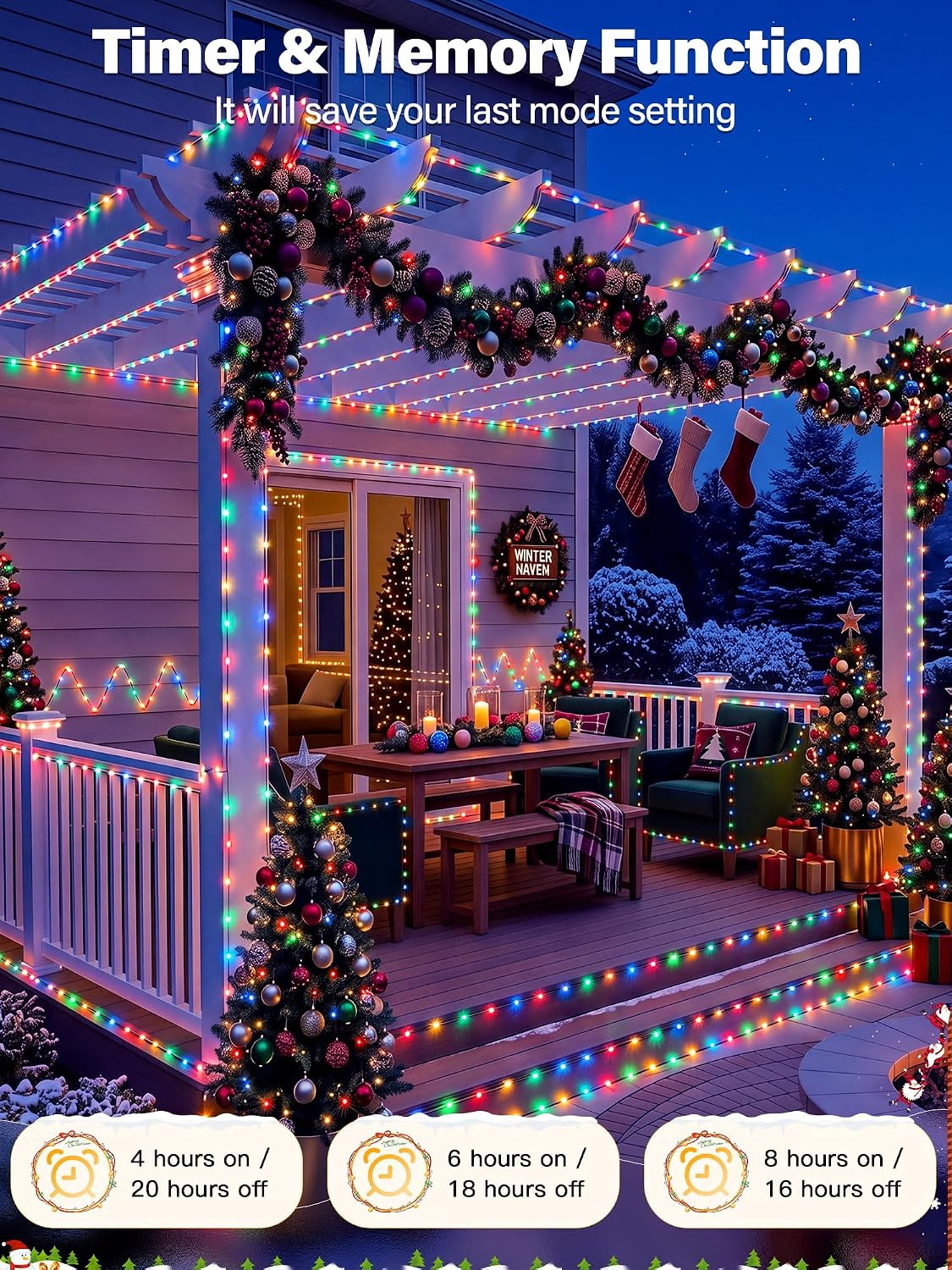 200 luces LED de Navidad de 66 pies IP67 impermeables, multicolor |...