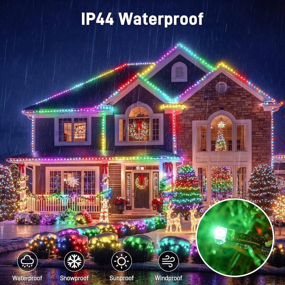 Ollny Luces de Navidad inteligentes, 197FT 600 LED RGBW luz cambian...