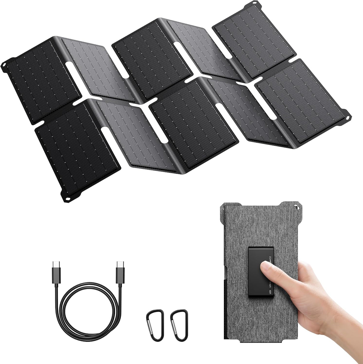 Cargador de panel solar portátil BigBlue de 35W con carga rápida US...