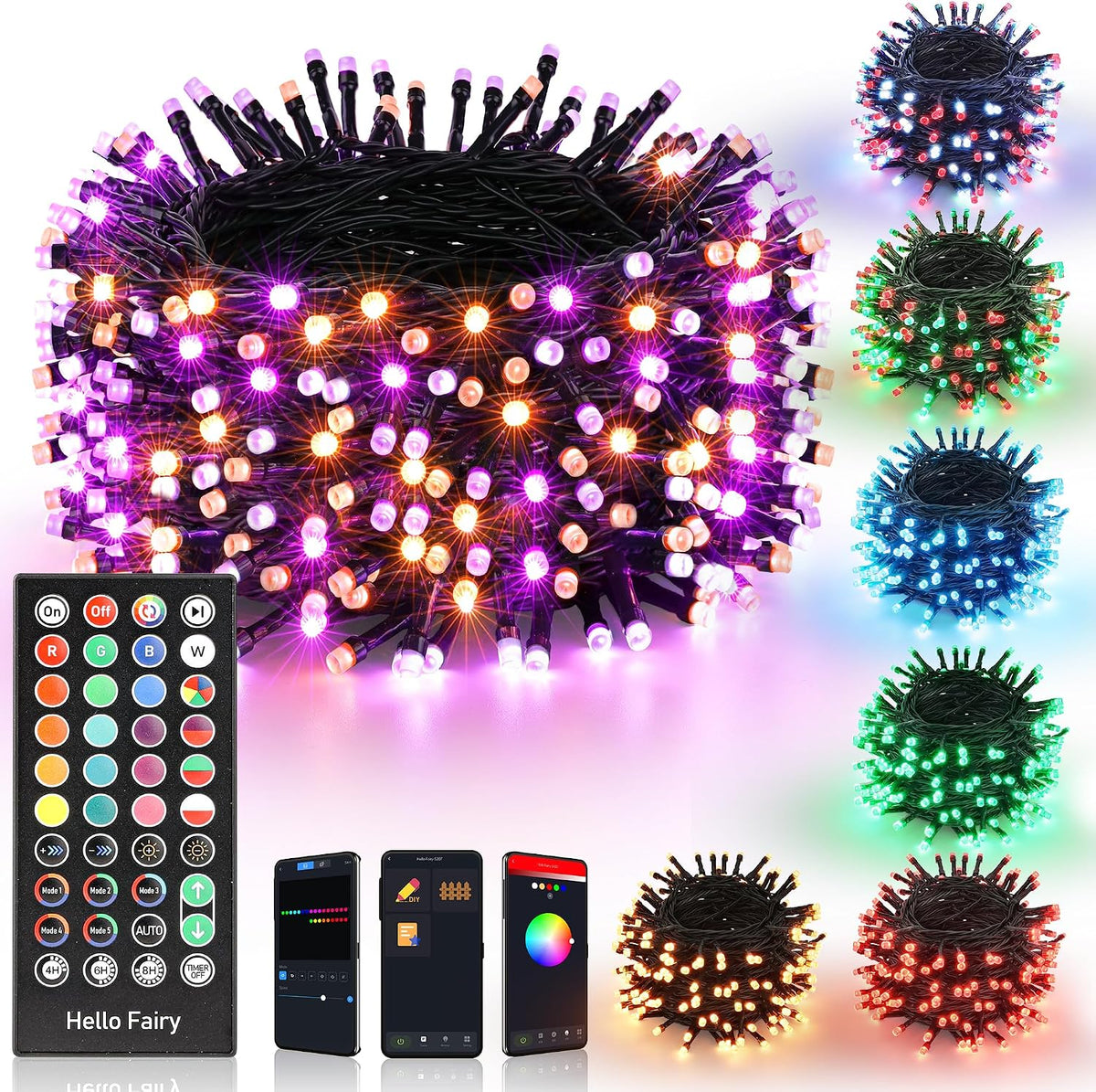 iBaycon 66FT 200 LED RGB Luces inteligentes de Halloween que cambia...