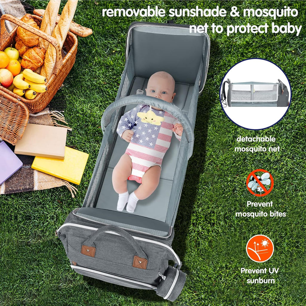 DerJunstar - Mochila para pañales con cambiador para bebés con cuna...