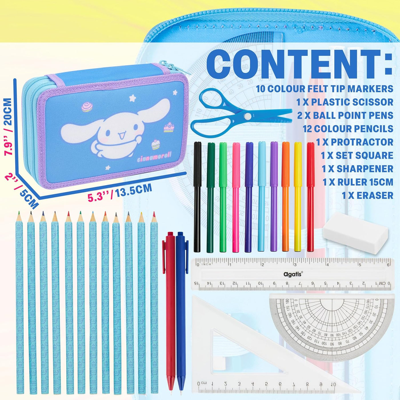 Hello Kitty Sanrio - Estuche para lápices de colores para niños, ma...