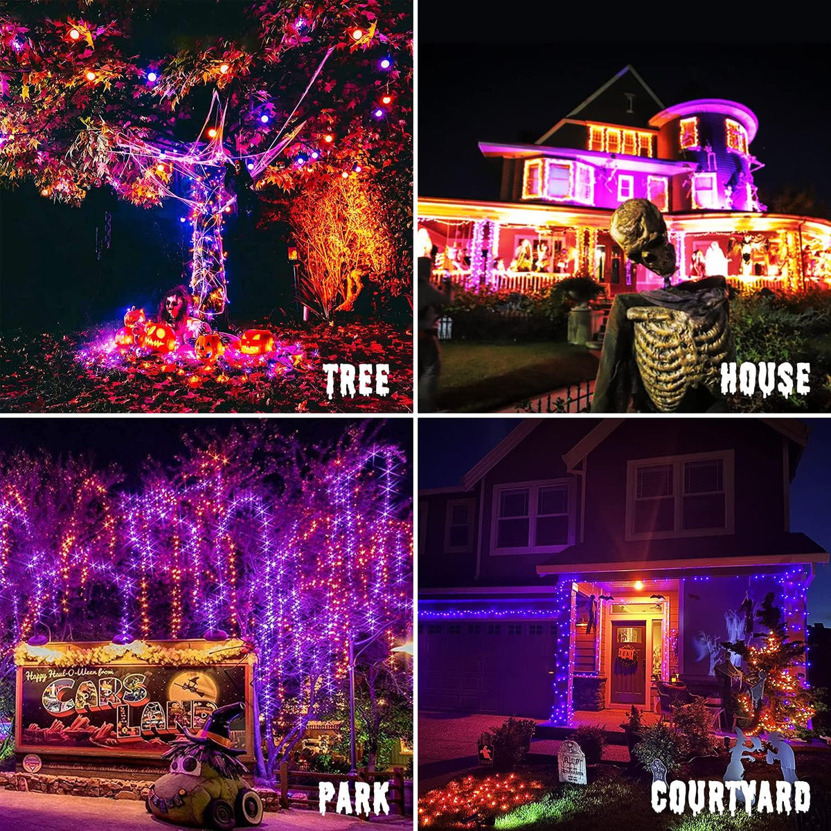 JMEXSUSS Tira de luces de decoración de Halloween, 200 luces LED de...