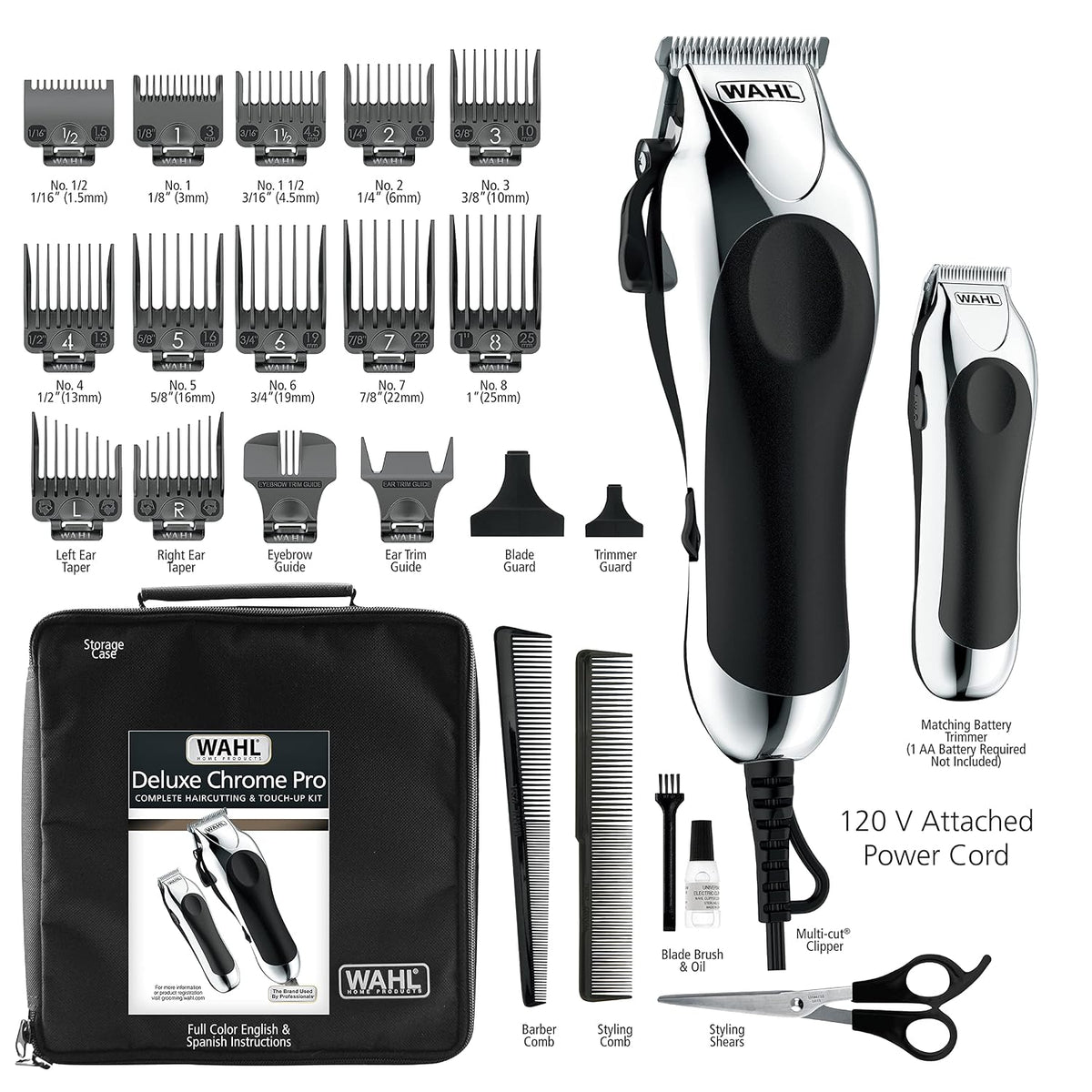 Wahl Máquina cortadora de cabello de lujo, cromada, profesional, in...