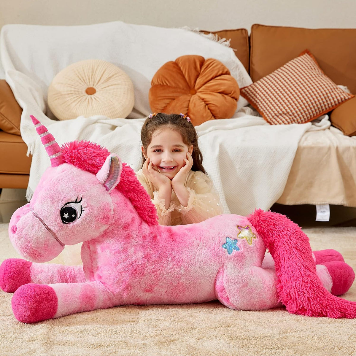 IKASA Peluche de unicornio gigante de 43 pulgadas, juguete de peluc...