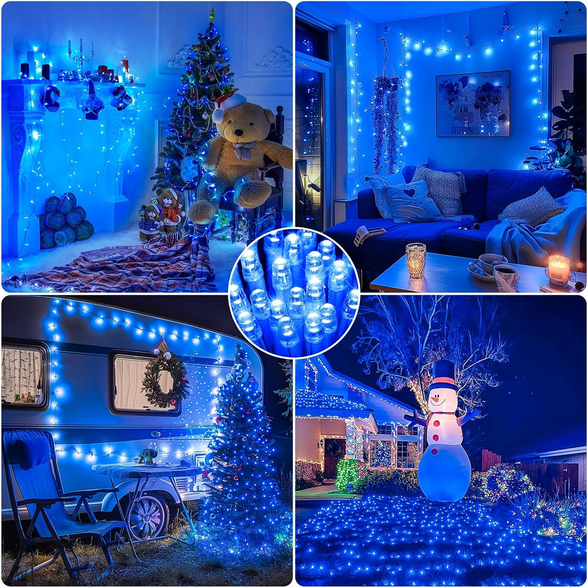 JMEXSUSS Luces de Cadena Azules de Navidad para Interiores y Exteri...