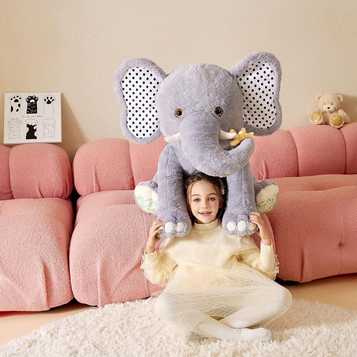 Tumyay Juguete de peluche de elefante gigante, juguete suave, grand...