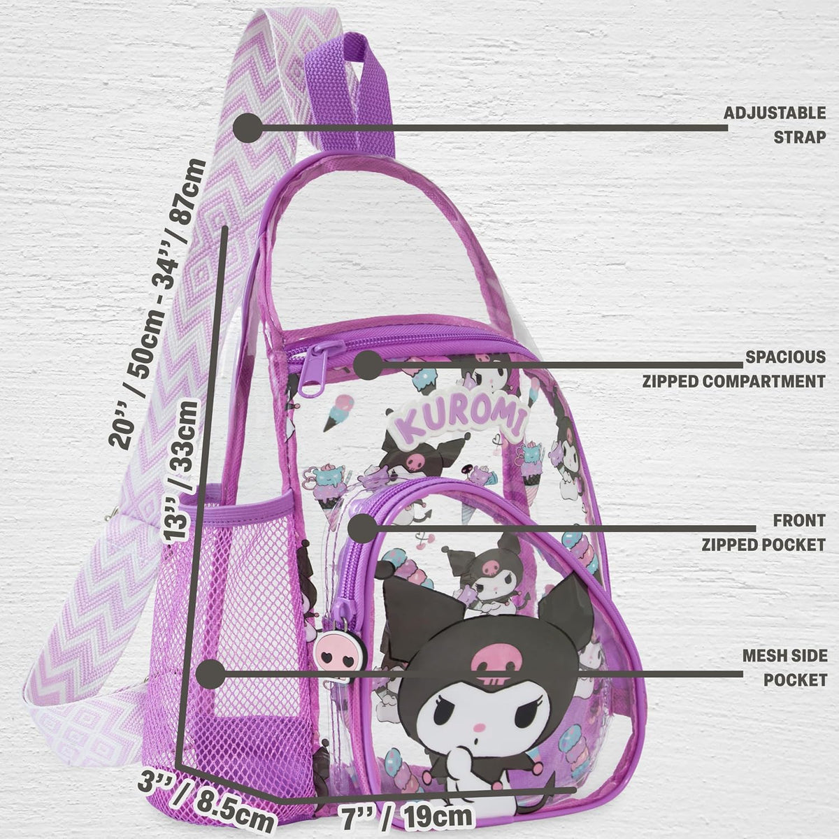Get Trend Hello Kitty | Kuromi | Cinnamoroll - Bolso cruzado transp...