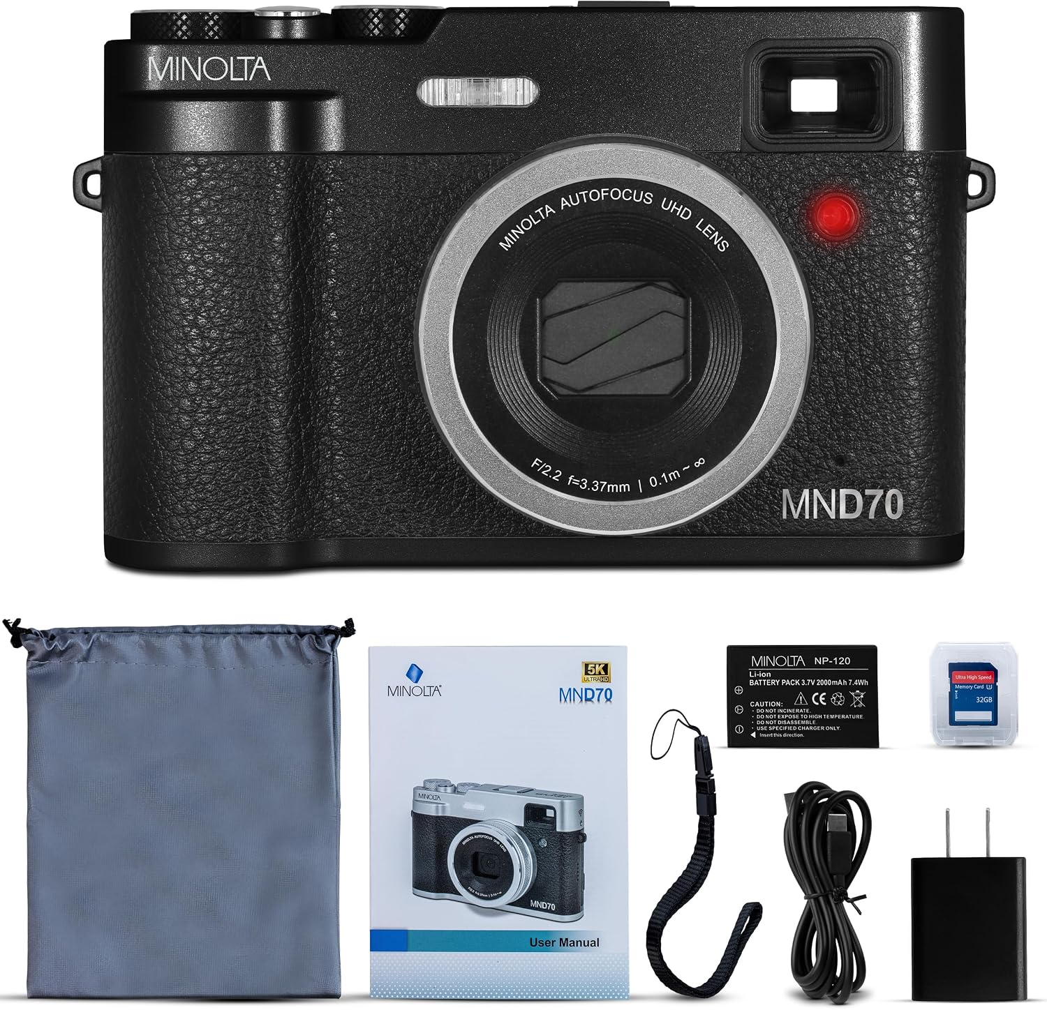 Minolta Cámara digital retro \u2013 Compacta de 48MP con enfoque au...