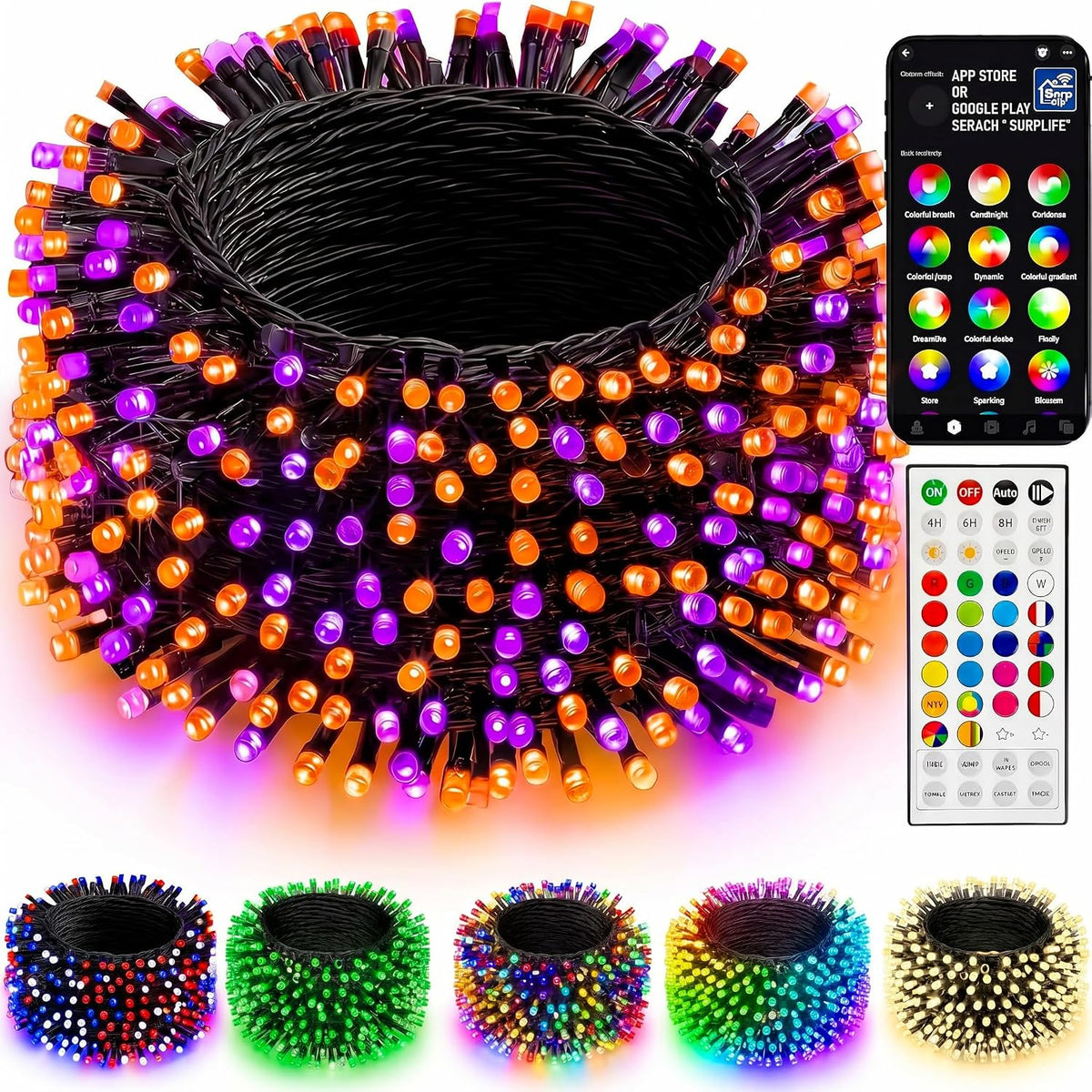 Dazzle Bright 66FT 200 LED Smart Color que cambia las luces navideñ...