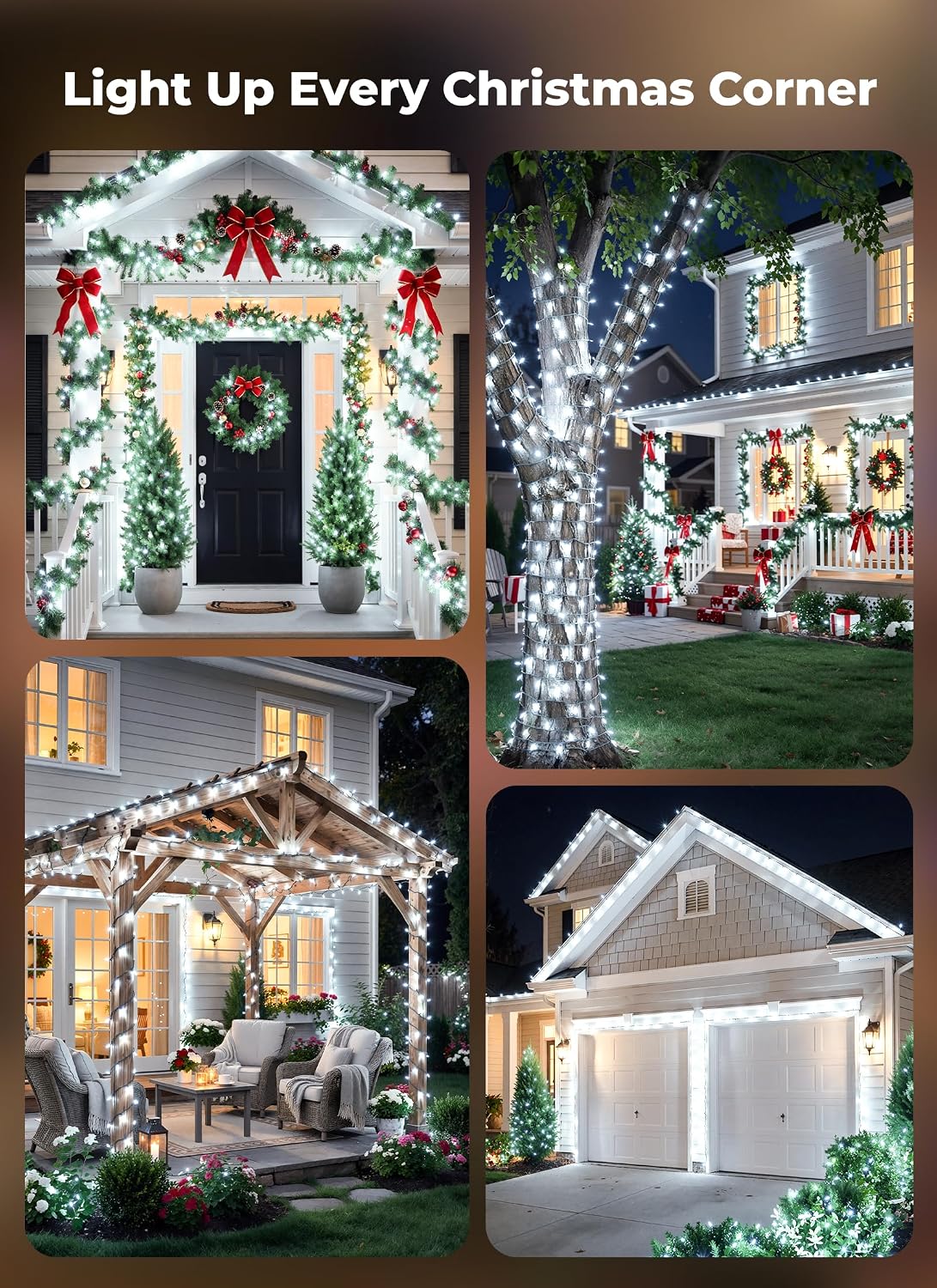 Brightown Luces de Navidad enchufables, 200 luces LED de Navidad bl...