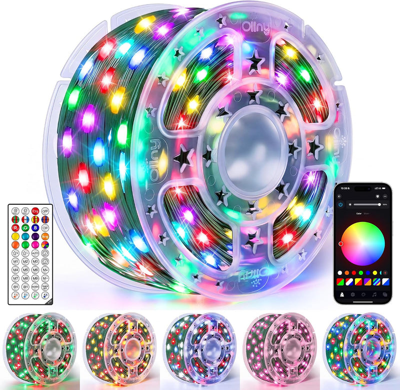 Ollny Luces de Navidad inteligentes, 197 pies 600LED RGBW que cambi...