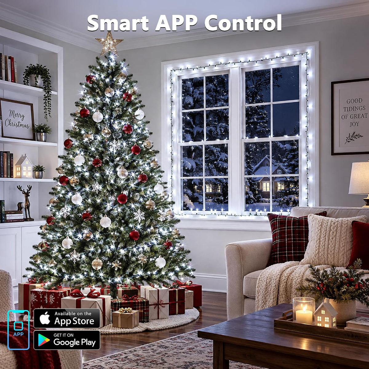 Brizled Guirnalda de luces inteligentes de Navidad, 200 luces LED q...