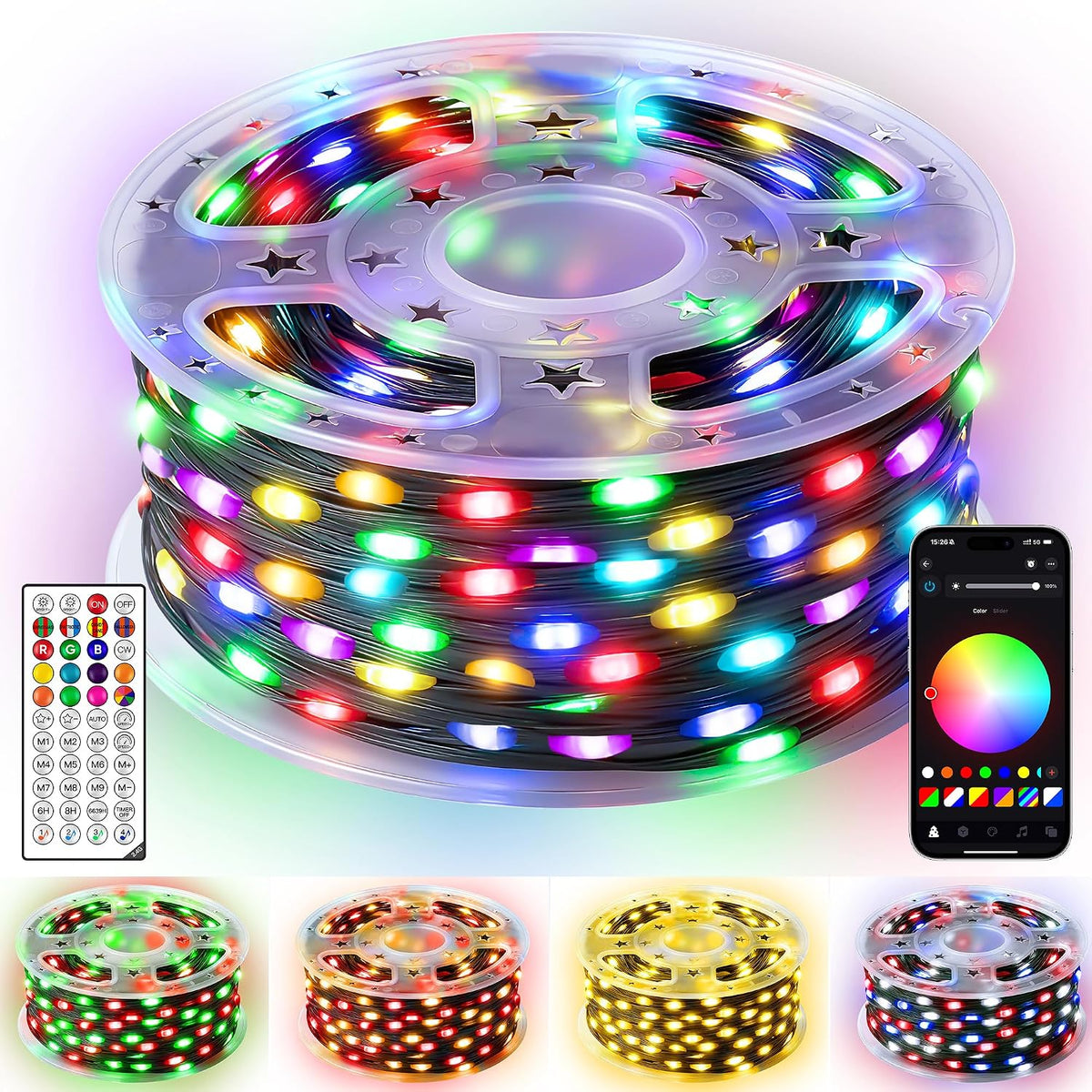 Ollny Luces inteligentes de Navidad de 131 pies, 400 LED, aplicació...