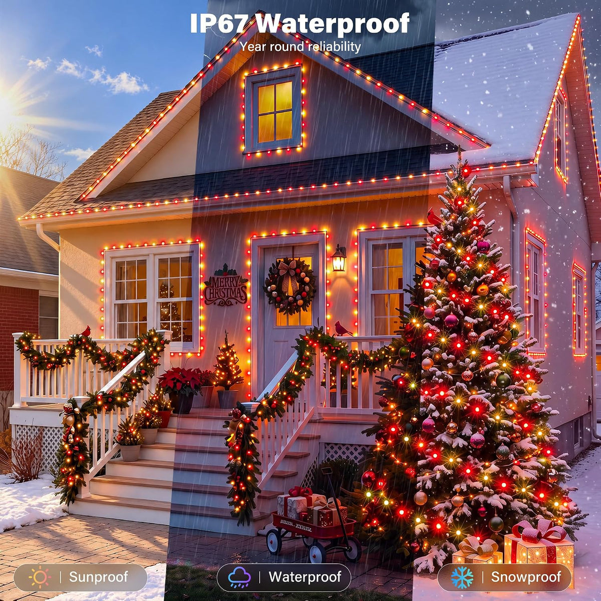 Ollny Luces de Navidad inteligentes, 131 pies 400 LED RGBW que camb...
