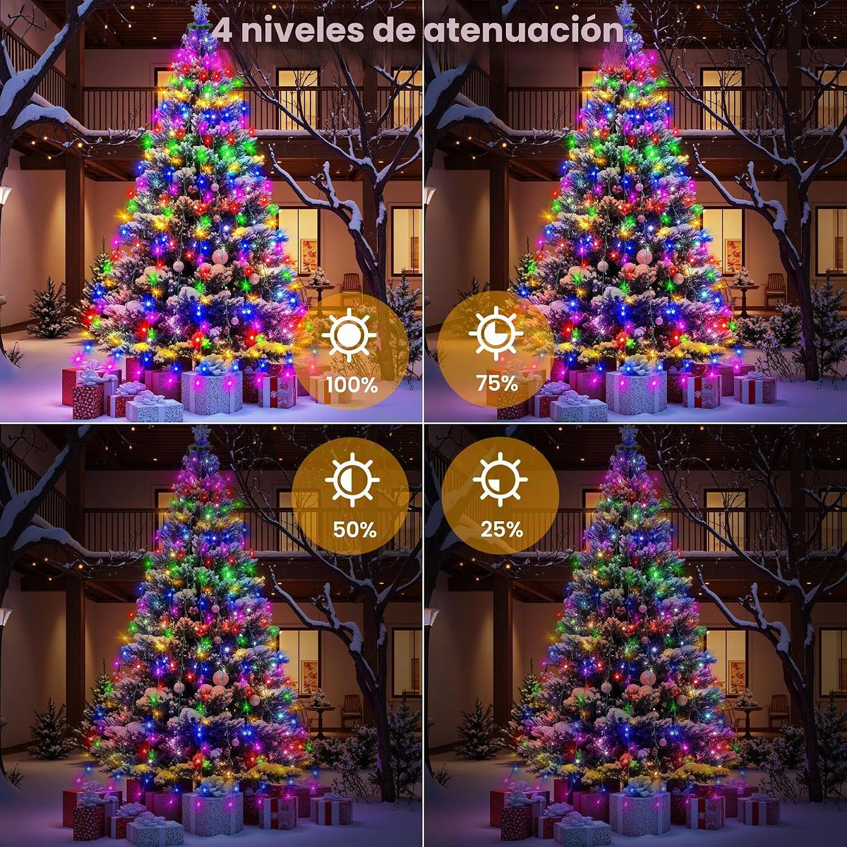 Mlambert Luces de árbol de Navidad, 7.5 pies, 16 líneas, tira de lu...