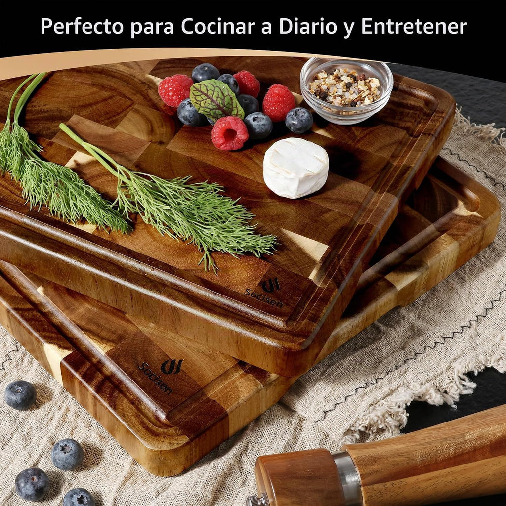 Juego de tablas de cortar de fibra natural de 2 piezas con pies ant...