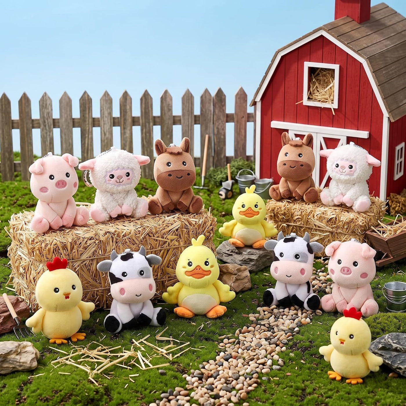 Aoriher 6 piezas de animales de peluche de granja de 4 pulgadas, an...