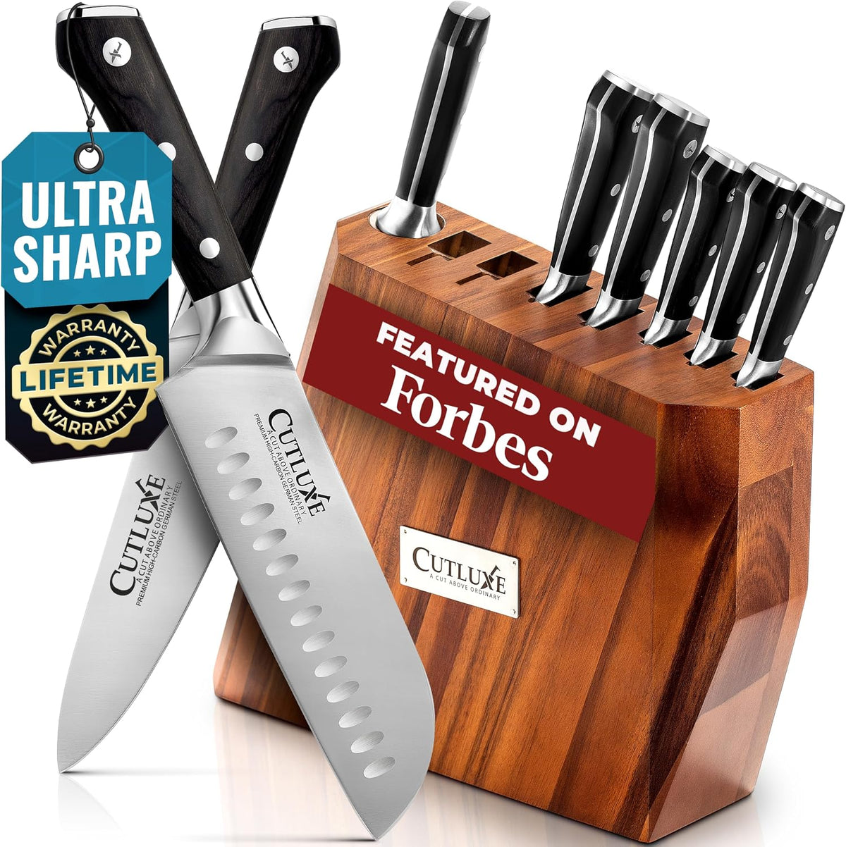 Cutluxe Juego de cuchillos de cocina \u2013 Juego de 8 cuchillos de...