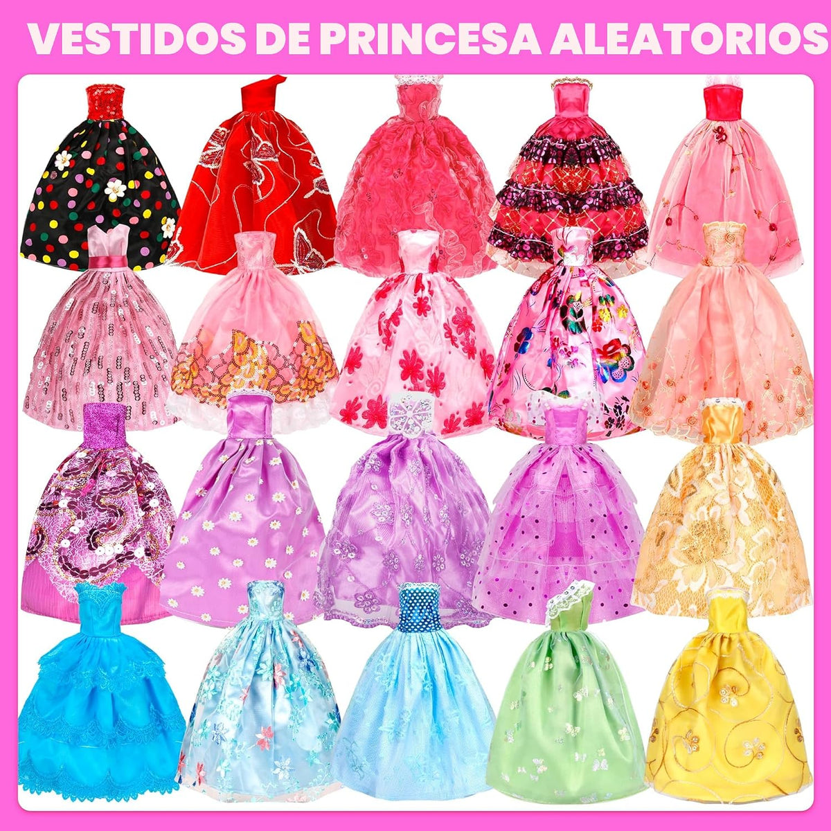 138 piezas de ropa y accesorios para muñecas, 5 vestidos de boda, 9...