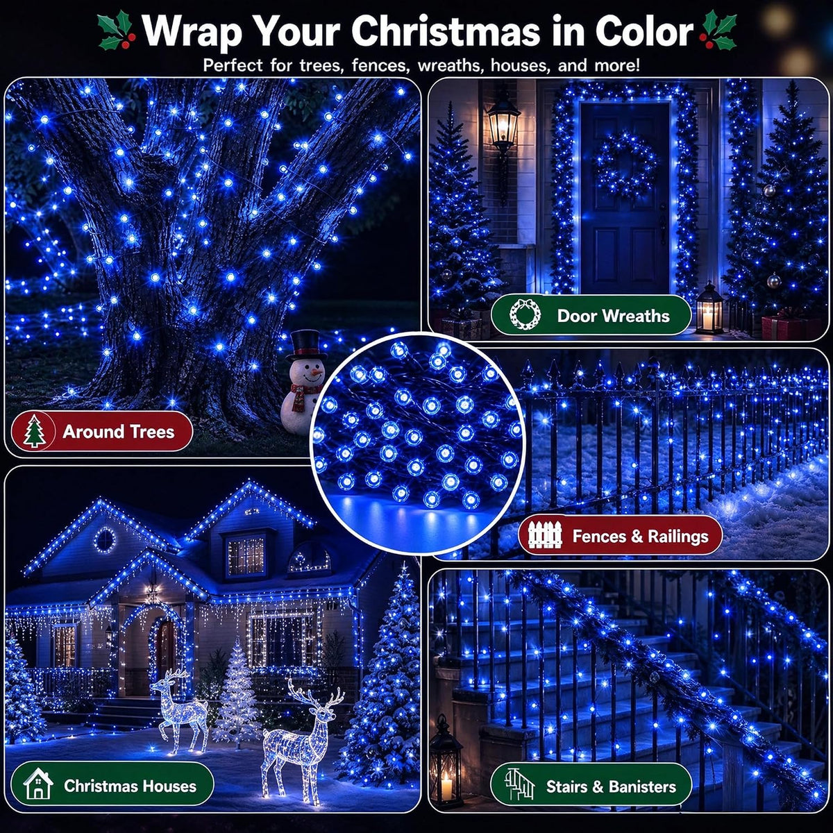 TW SHINE Luces de Navidad, 200 luces LED de 66 pies para exteriores...