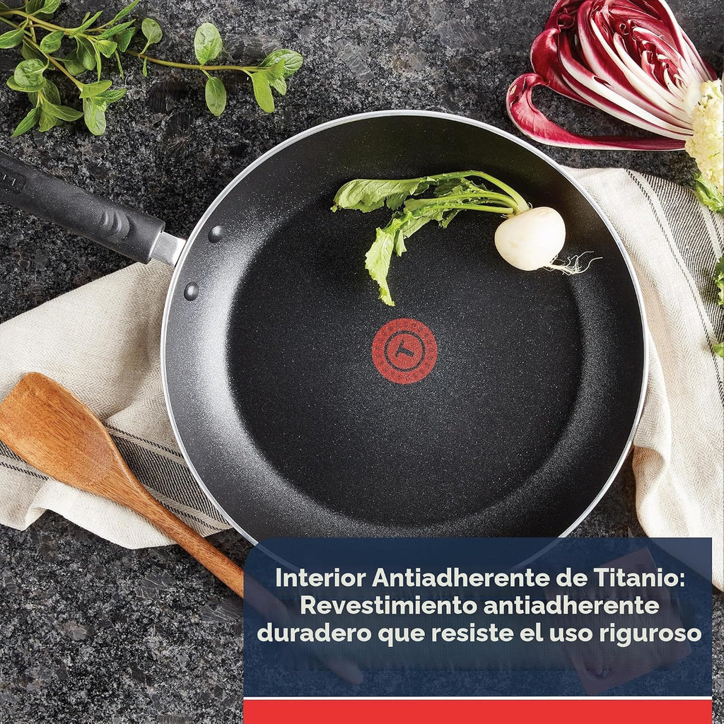 Sartén T Fal, Antiadherente, Negro | Apto para horno hasta 400 F, i...
