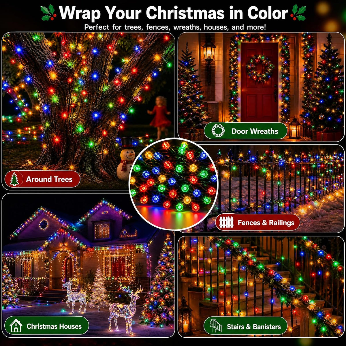 TW SHINE Luces navideñas, total de 400 LED de 132 pies, luces navid...