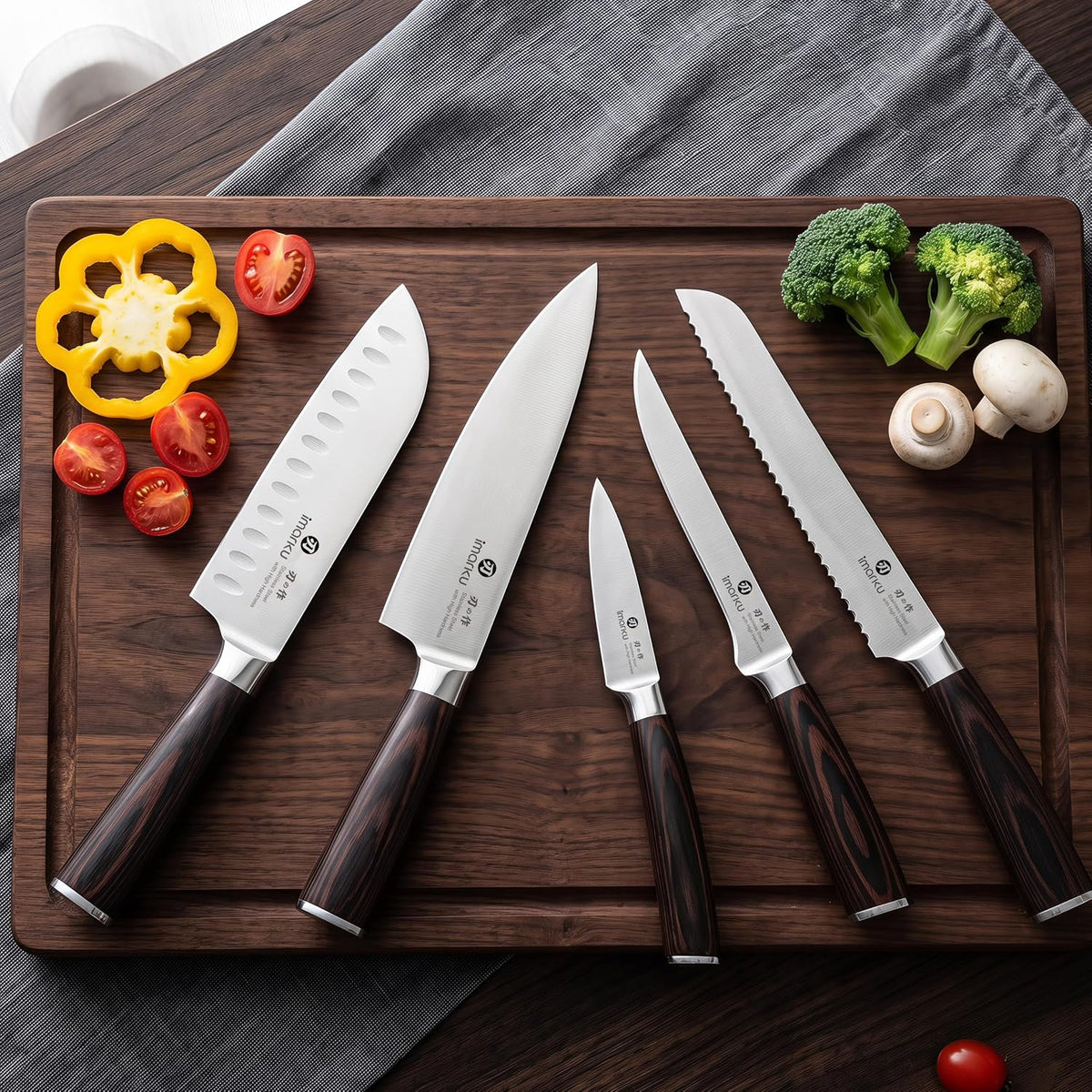 imarku Juego de cuchillos de cocina de 5 piezas, juego de cuchillos...