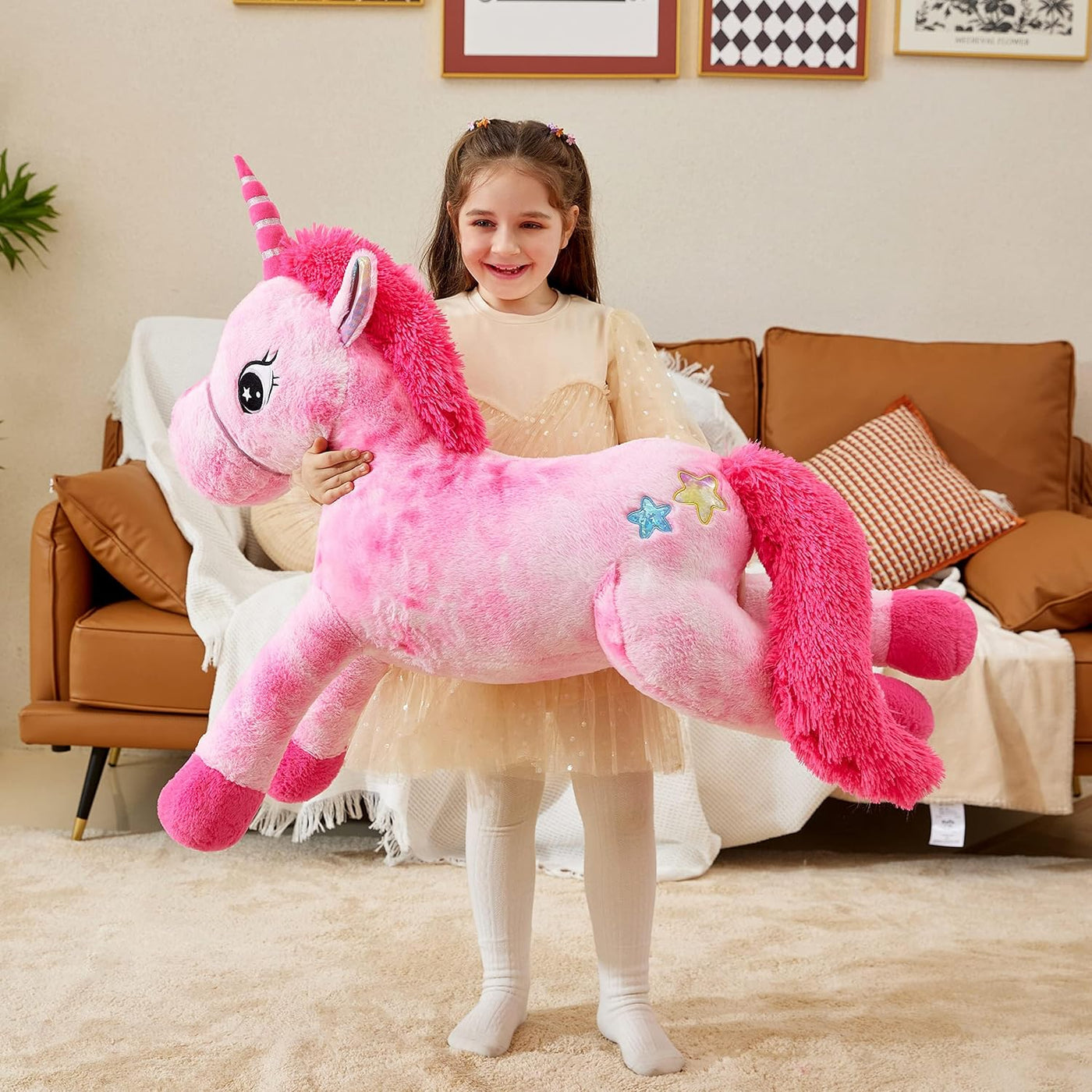 IKASA Peluche de unicornio gigante de 43 pulgadas, juguete de peluc...