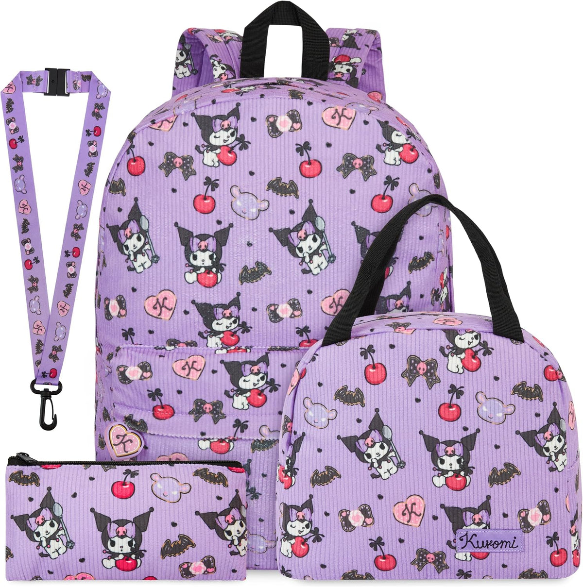 Get Trend Juego de 4 mochilas de pana para niñas Kuromi | Mochila d...
