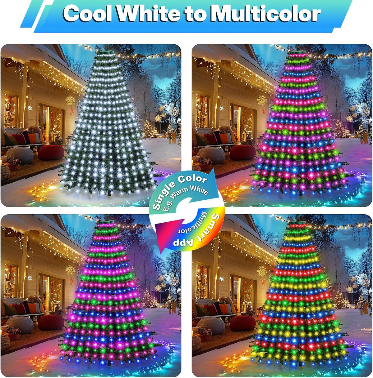 Más de 30 modos de luces de árbol de Navidad recubiertas para inter...