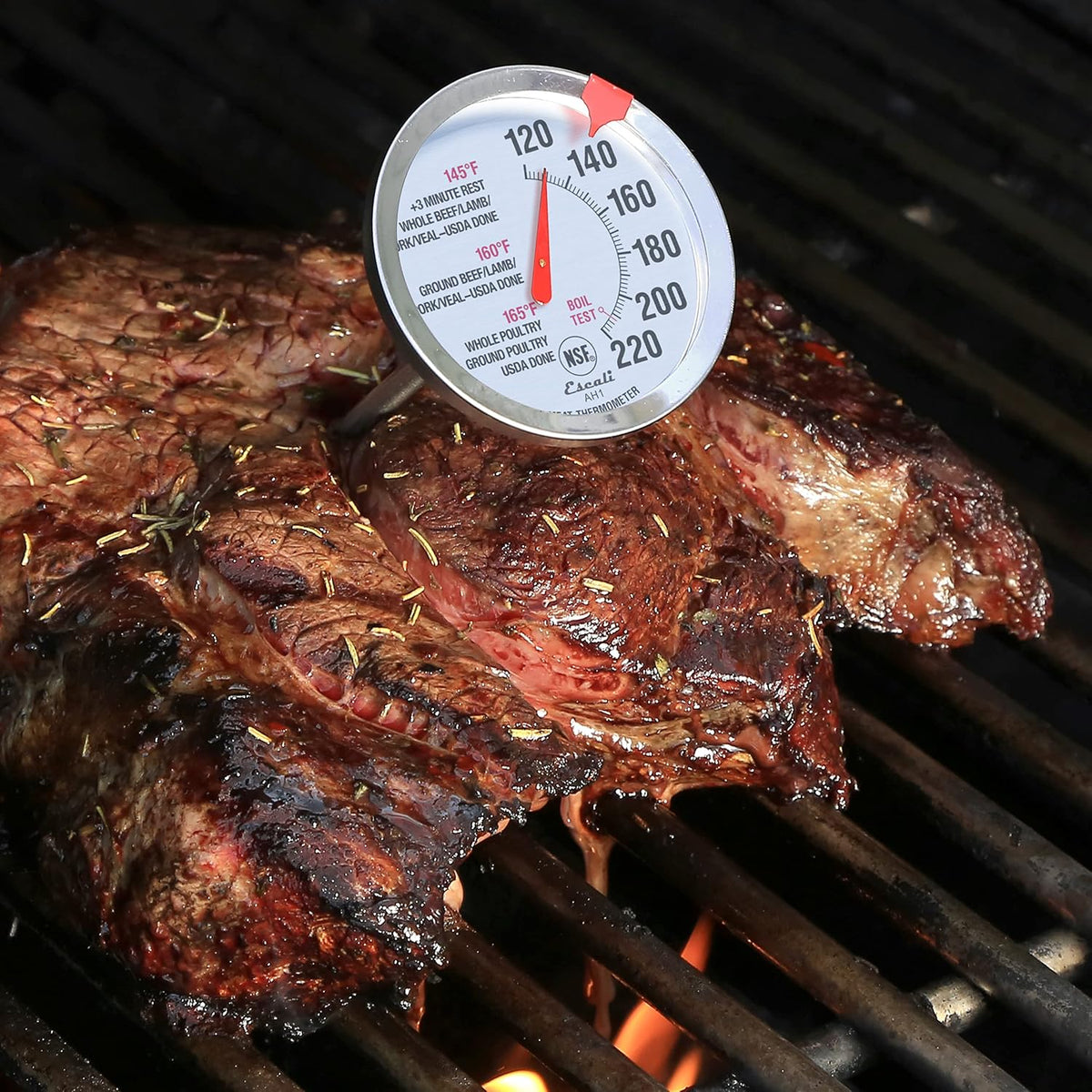 Escali AH1 Termómetro de carne de acero inoxidable apto para horno,...